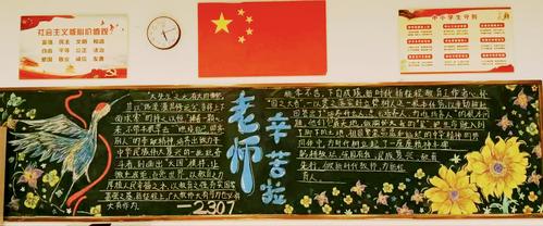1.学生们静心绘制教师节主题黑板报 1.学生们静心绘制教师节主题黑板报